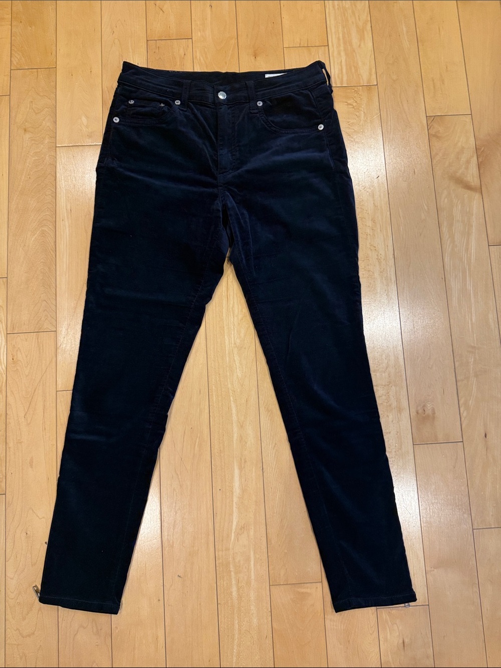 rag & bone Women's Navy Velour Panta